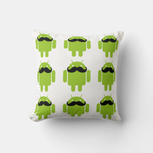 Android Robot Black Mustache Graphic Kussen