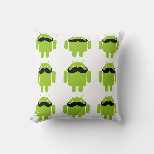 Android Robot Black Mustache Graphic Kussen (Voorkant)