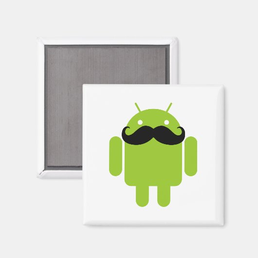 Android Robot Black Mustache Graphic Magneet (Voorkant / Achterkant)