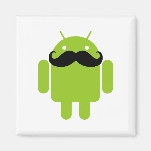 Android Robot Black Mustache Graphic Magneet (Voorkant)