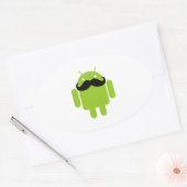 Android Robot Black Mustache Graphic Ovale Sticker (Envelop)