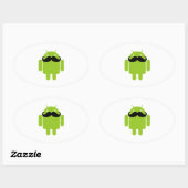 Android Robot Black Mustache Graphic Ovale Sticker (Vel)