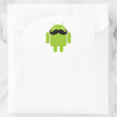Android Robot Black Mustache Graphic Ovale Sticker (Tas)