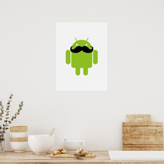Android Robot Black Mustache Graphic Poster (Keuken)