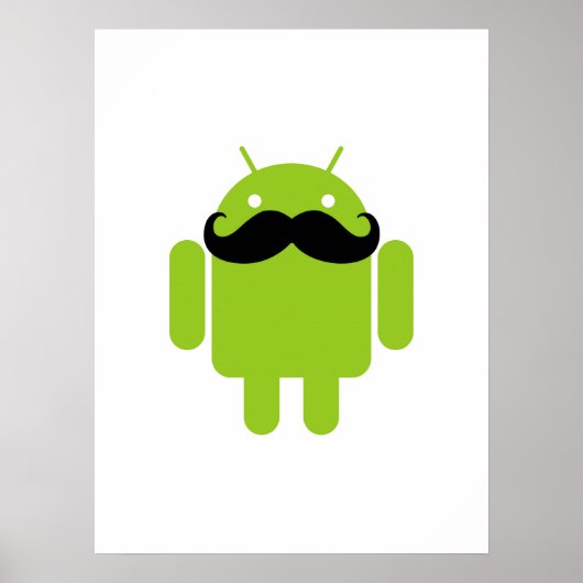Android Robot Black Mustache Graphic Poster (Voorkant)