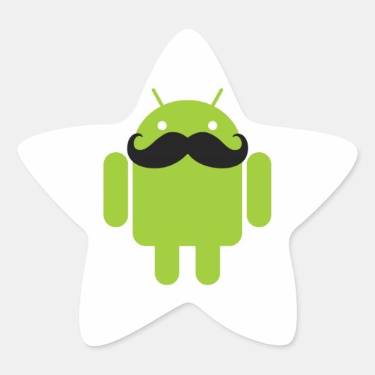 Android Robot Black Mustache Graphic Ster Sticker (Voorkant)