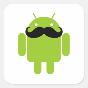 Android Robot Black Mustache Graphic Vierkante Sticker