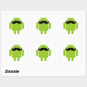 Android Robot Black Mustache Graphic Vierkante Sticker (Vel)