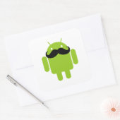 Android Robot Black Mustache Graphic Vierkante Sticker (Envelop)
