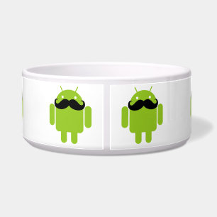 Android Robot Black Mustache Graphic Voerbakje