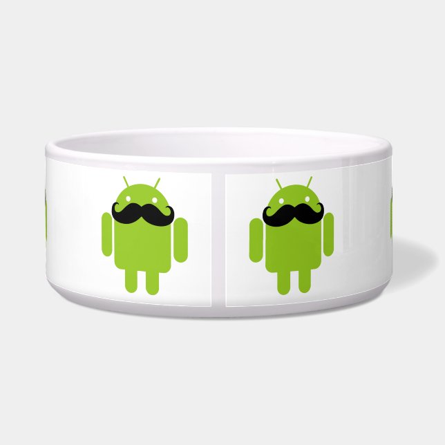 Android Robot Black Mustache Graphic Voerbakje (Achterkant)