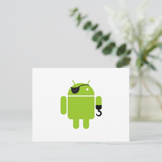 Android Robot Icon als piraat Briefkaart (Staand voorkant)