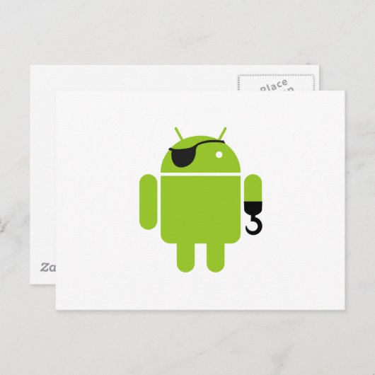 Android Robot Icon als piraat Briefkaart (Voorkant / Achterkant)