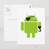 Android Robot Icon als piraat Briefkaart (Voorkant / Achterkant)