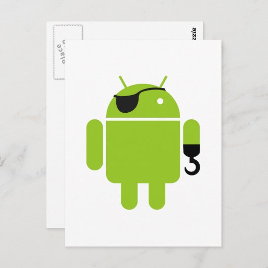 Android Robot Icon als piraat Briefkaart (Voorkant / Achterkant)