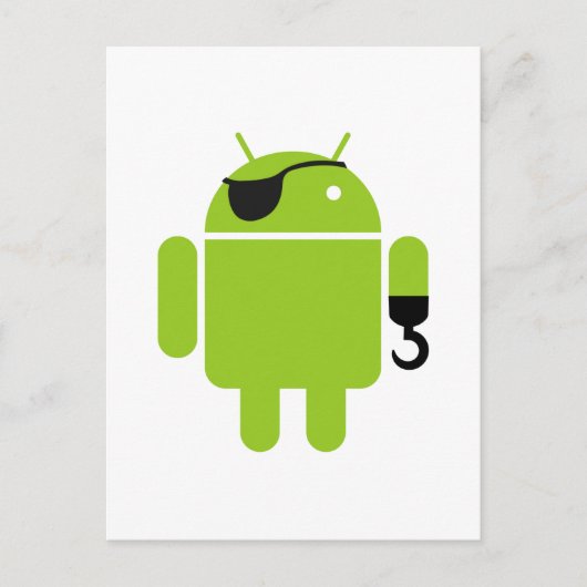Android Robot Icon als piraat Briefkaart (Voorkant)