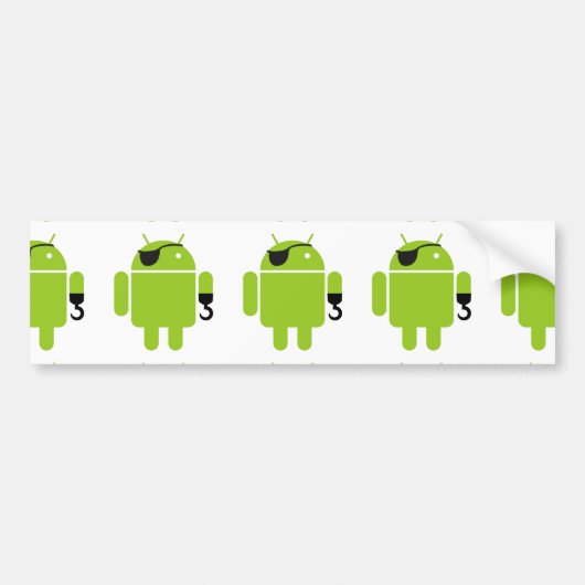 Android Robot Icon als piraat Bumpersticker (Voorkant)