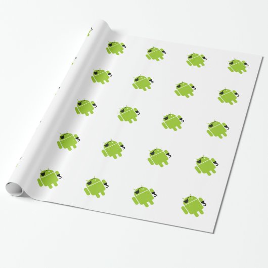 Android Robot Icon als piraat Cadeaupapier (Uitgerold)