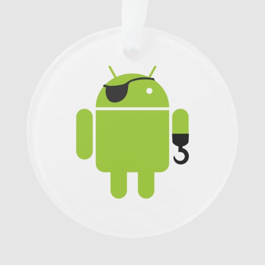 Android Robot Icon als piraat Ornament (voorkant)