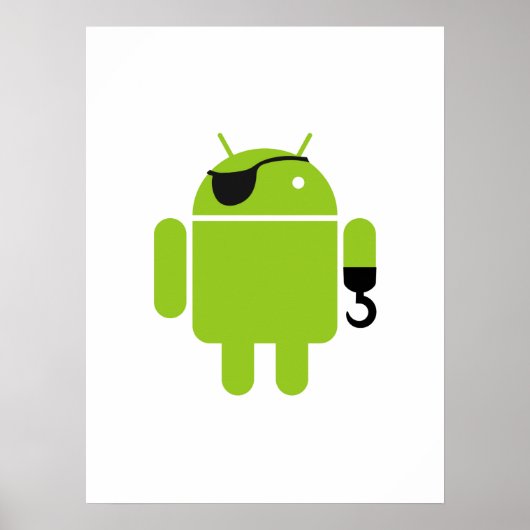 Android Robot Icon als piraat Poster (Voorkant)