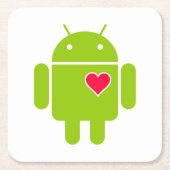 Android Robot Icon met een hart Kartonnen Onderzetters (Voorkant)