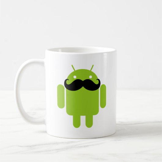 Android Robot Icon Mustache Koffiemok (Links)