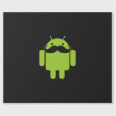Android Robot Icon Mustache op zwart Cadeaupapier (Vlak)