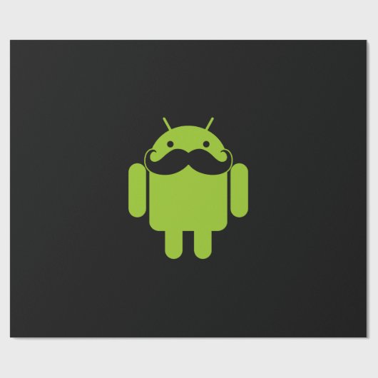 Android Robot Icon Mustache op zwart Cadeaupapier (Vlak)