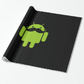 Android Robot Icon Mustache op zwart Cadeaupapier (Uitgerold)