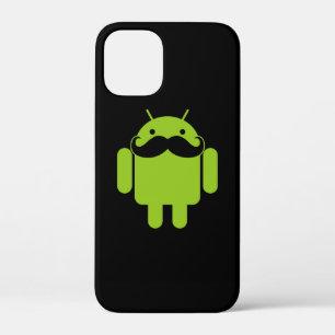 Android Robot Icon Mustache op zwart iPhone 12 Mini Hoesje