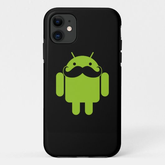 Android Robot Icon Mustache op zwart Case-Mate iPhone Case (Achterkant)