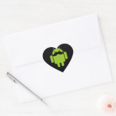 Android Robot Icon Mustache op zwart Hart Sticker (Envelop)