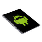 Android Robot Icon Mustache op zwart Notitieboek (Rechterzijde)