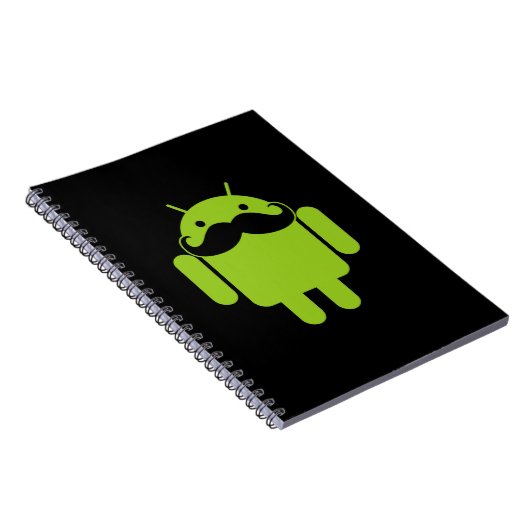 Android Robot Icon Mustache op zwart Notitieboek (Rechterzijde)