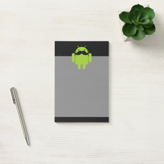 Android Robot Icon Mustache op zwart Post-it® Notes (Kantoor)