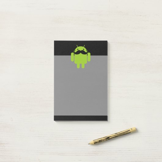 Android Robot Icon Mustache op zwart Post-it® Notes (Op bureau)