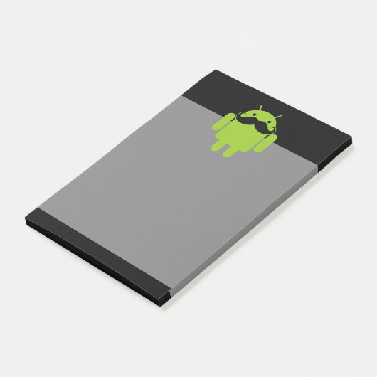 Android Robot Icon Mustache op zwart Post-it® Notes (Schuin)