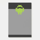 Android Robot Icon Mustache op zwart Post-it® Notes (Voorkant)