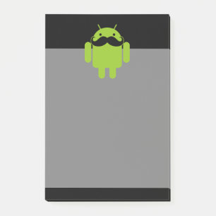 Android Robot Icon Mustache op zwart Post-it® Notes