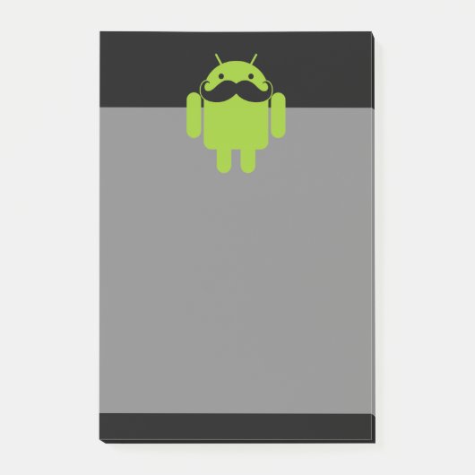 Android Robot Icon Mustache op zwart Post-it® Notes (Voorkant)