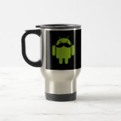 Android Robot Icon Mustache op zwart Reisbeker (Links)