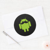 Android Robot Icon Mustache op zwart Ronde Sticker (Envelop)
