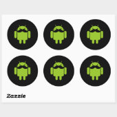 Android Robot Icon Mustache op zwart Ronde Sticker (Vel)