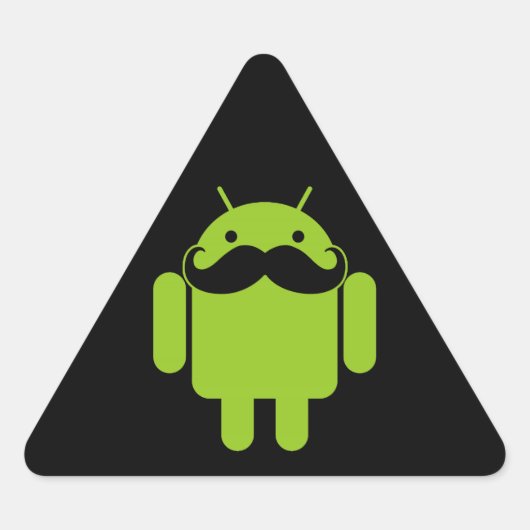 Android Robot Icon Mustache op zwart Sticker (Voorkant)