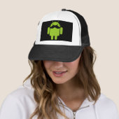 Android Robot Icon Mustache op zwart Trucker Pet (In situ)