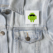 Android Robot Icon Mustache Vierkante Button 5,1 Cm (In situ)