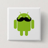 Android Robot Icon Mustache Vierkante Button 5,1 Cm (Voorkant)
