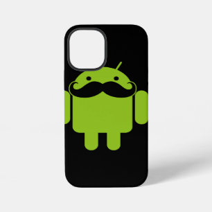 Android Robot Icoon Snorhaar op Zwart iPhone 12 Mini Hoesje