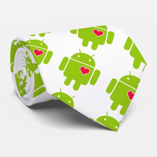 Android Robot met Mode van het hart Stropdas (Opgerold)