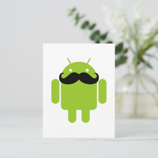 Android Robot Mustache Briefkaart (Staand voorkant)